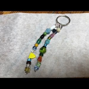 Wooden and glass beaded keychains